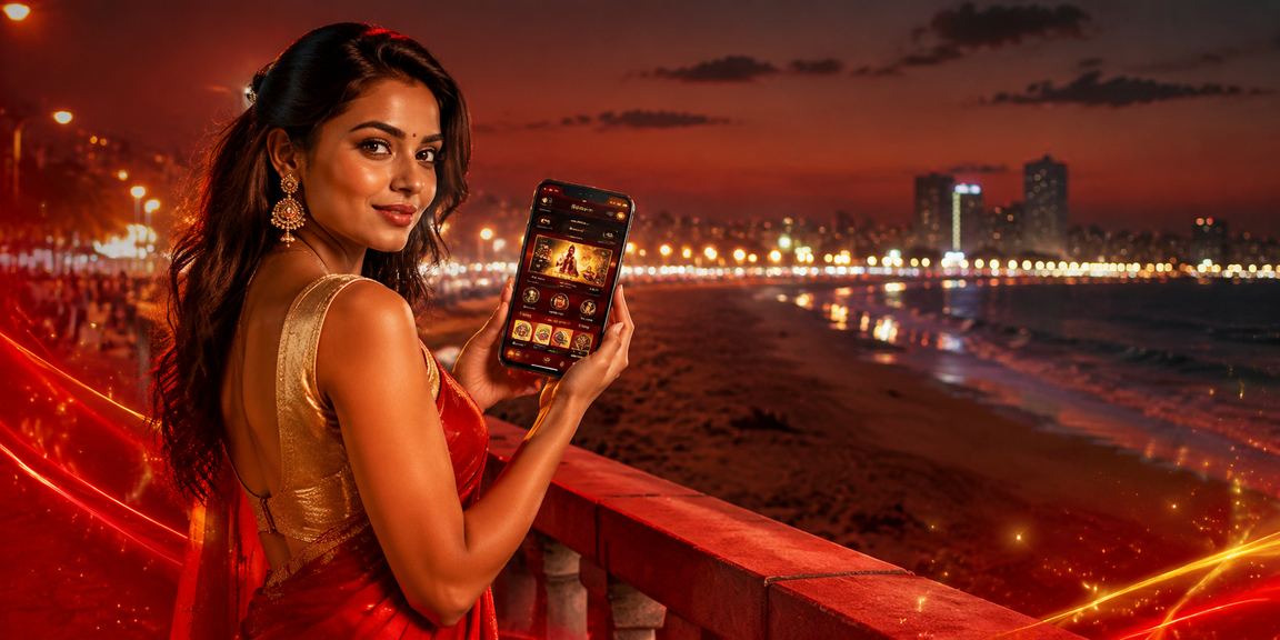 Mobile payment at Chennai Marina Beach with festive lighting