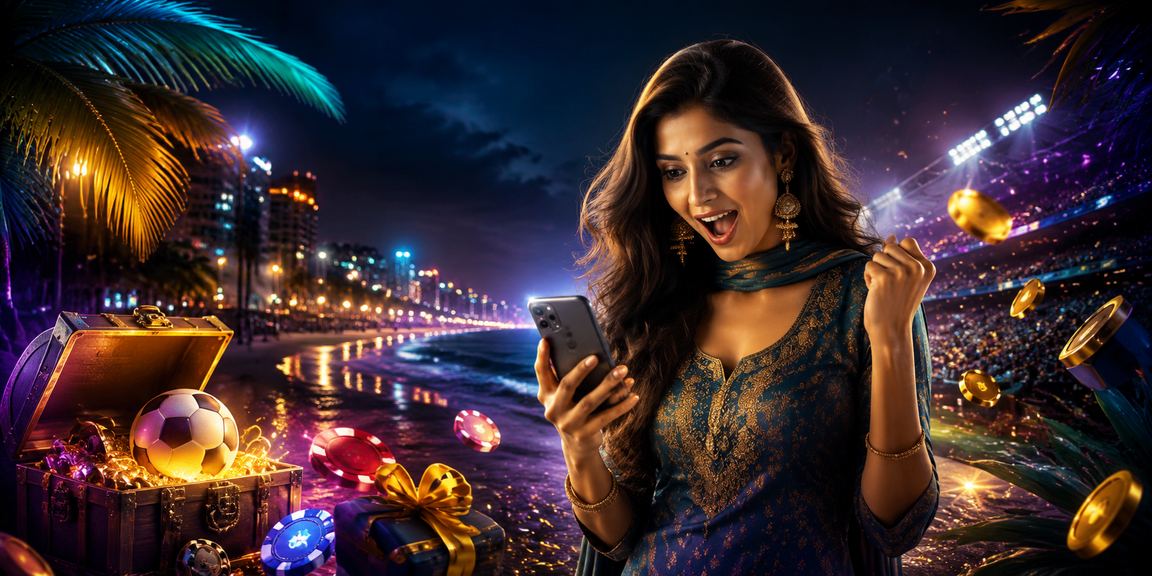 Young woman playing Teen Patti on mobile app in Mumbai